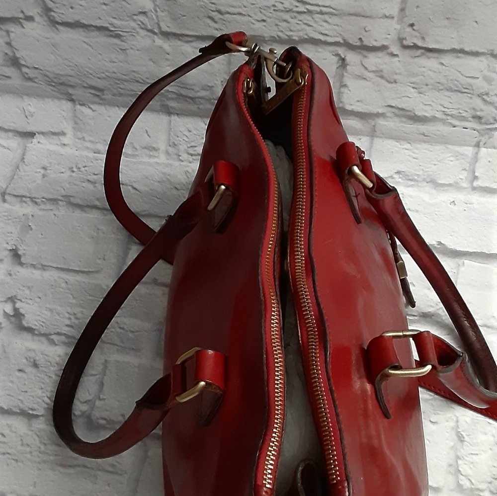 Floto red genuine leather satchel bag - Picture 5 of 16